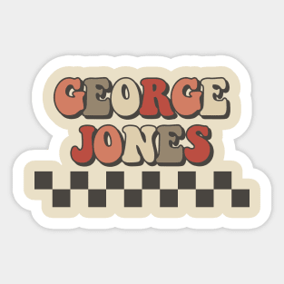 George Jones Checkered Retro Groovy Style Sticker